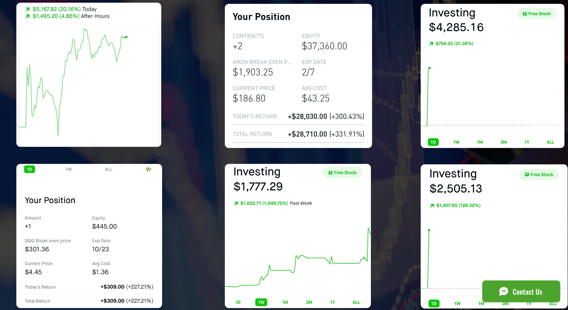 Screenshots of trading positions and profits shared by community members